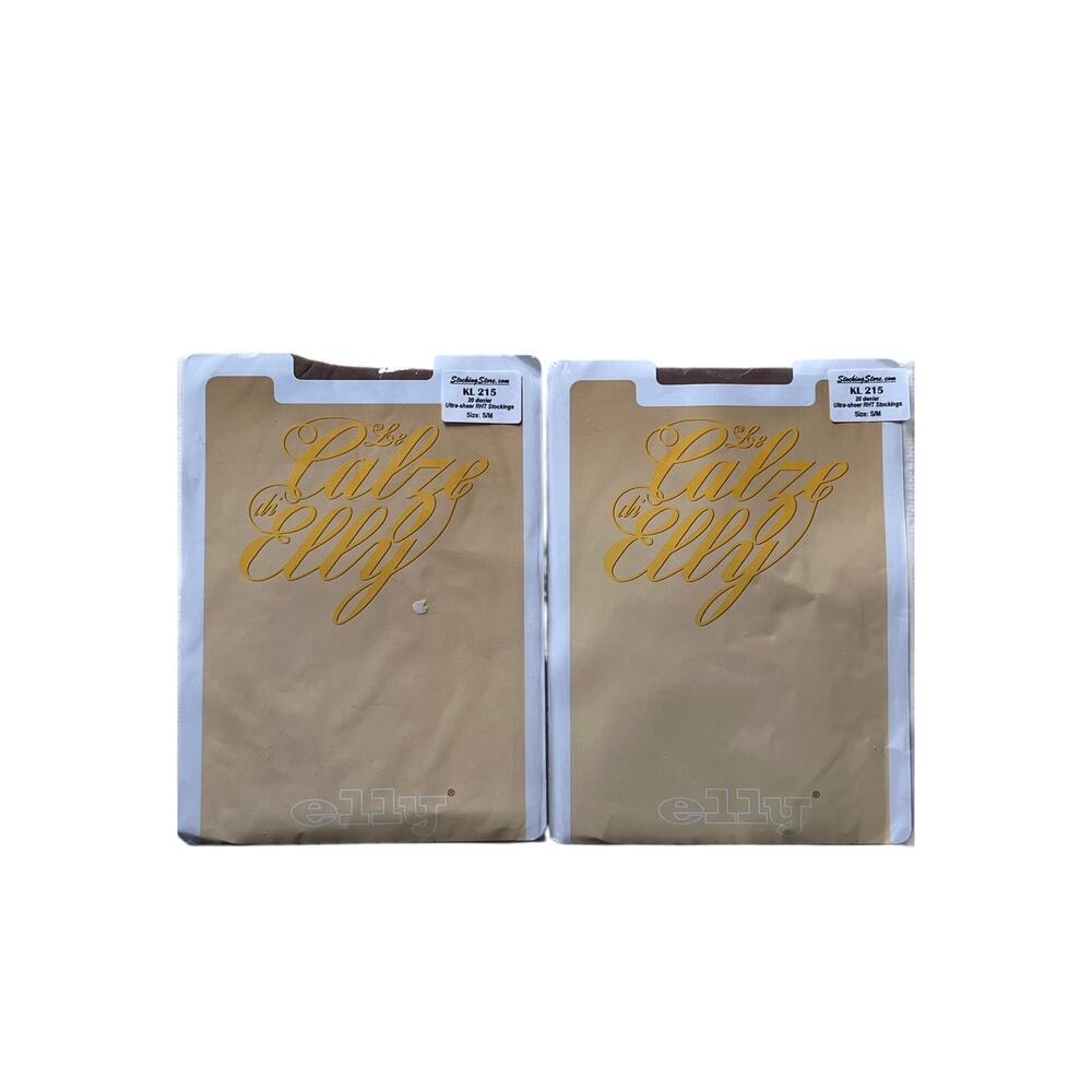 (2) Le Calze di Elly Ultra Sheer RHT Stockings Sz SM 20 Denier KL 215 New Italy